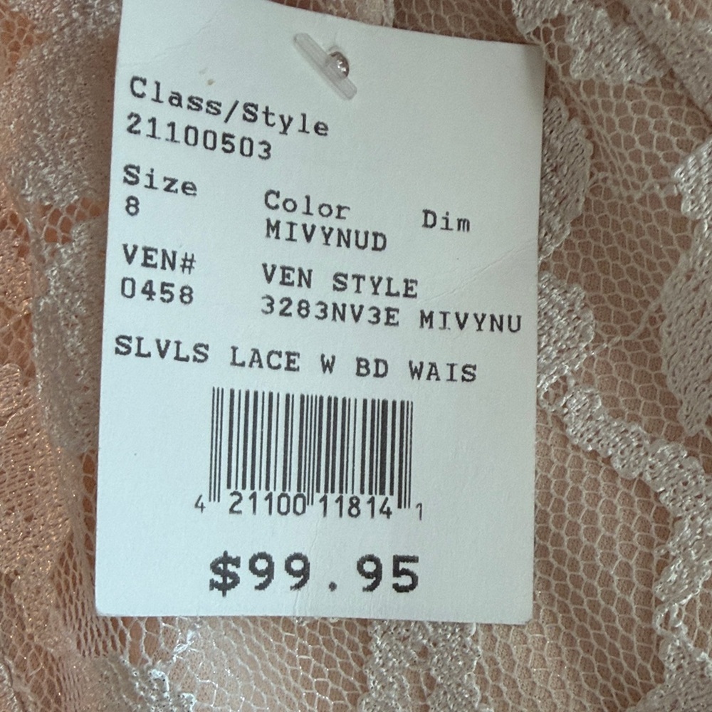 David’s Bridal City Triangles Lace Fit & Flare Dress Blush Ivory Size 8 NWT - Picture 9 of 9